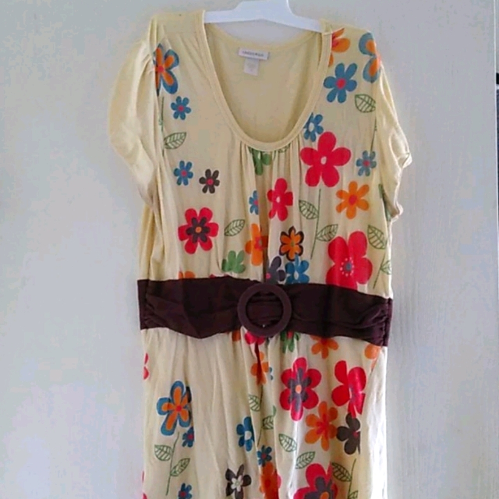 Yellow flower patterned shirt